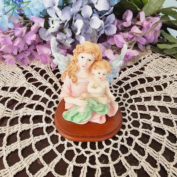Vintage Angel & Baby Figurine on Base, Cornerstone Creations, c.2000 - Picture 1 of 5